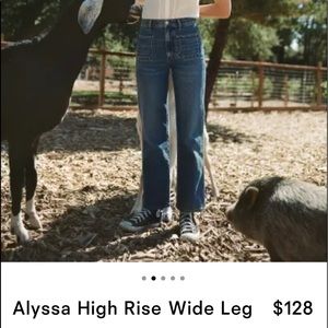 Reformation brand, high rise, wide leg jean.